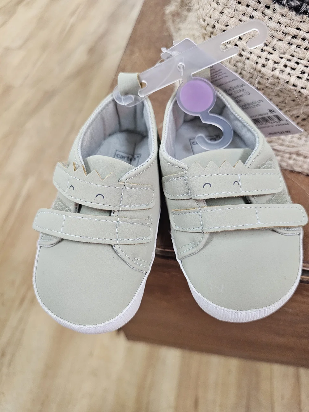 Carter's Light Sage Monster Velcro Toddler Sneakers